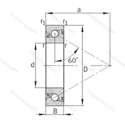 Подшипник шариковый упорно-радиальный 7603020-2RS-TVP