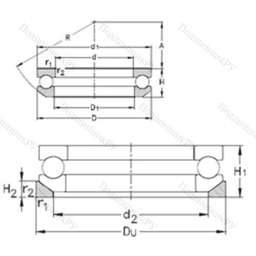 Подшипник шариковый упорный 53415- MP+U 415
