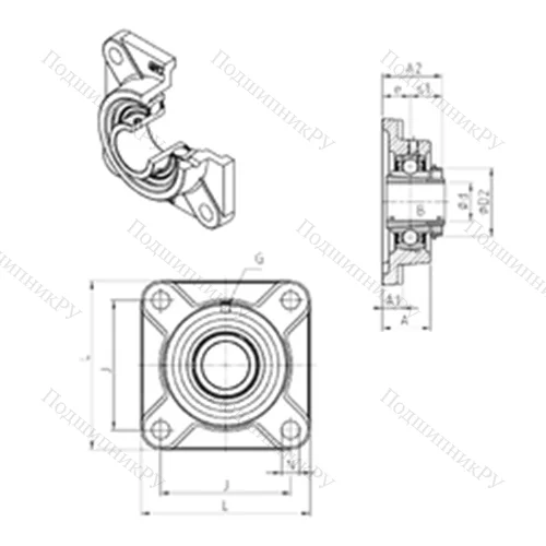 Подшипниковый узел шариковый радиальный UKF 313H