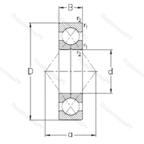 Подшипник шариковый радиально-упорный с четырёхточечным QJ 215-MPA