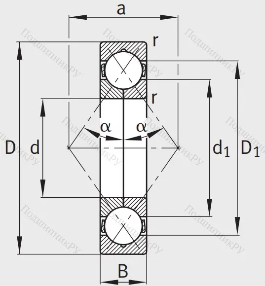 Радиально-упорный шариковый подшипник QJ 311 XL MPA