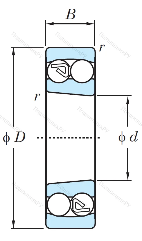 Двухрядный шариковый подшипник 1205 K