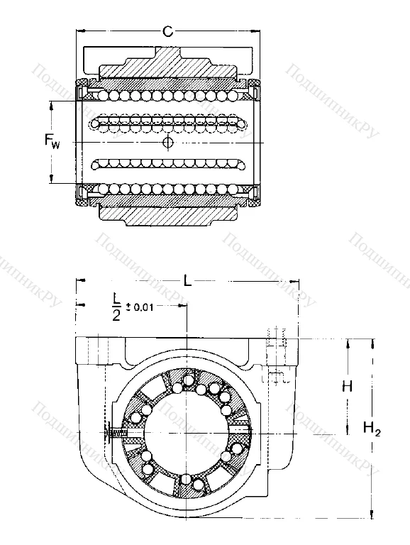 Подшипниковый узел для линейного перемещения LUCR 50-2LS