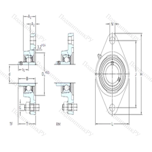 Подшипниковый узел шариковый радиальный FYT 1. RM