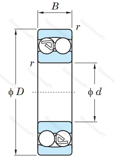 Двухрядный шариковый подшипник 1306