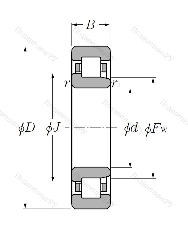 Роликовый цилиндрический подшипник NJ 219