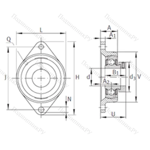 Подшипниковый узел шариковый радиальный PCJT 1-1/4