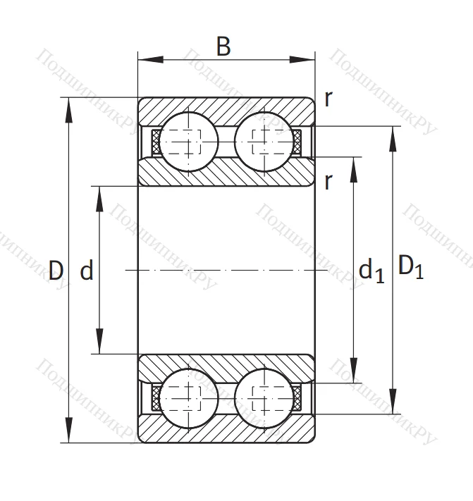 Двухрядный шариковый подшипник 4205 BB TVH