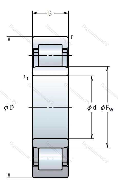 Роликовый цилиндрический подшипник NU 313 W