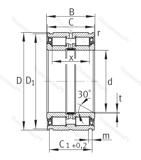 Двухрядный роликовый подшипник