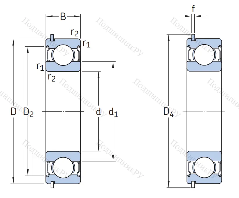 Однорядный шариковый подшипник 6310 DDU NR