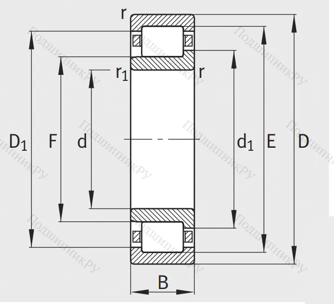 Роликовый цилиндрический подшипник NJ 2214 E XL TVP 2