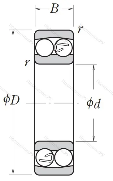 Двухрядный шариковый подшипник 2304 2RSTNG