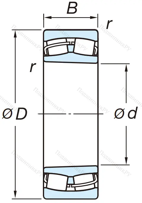 Сферический роликовый подшипник с конической посадкой на вал 22222 RZKW 33 C 3