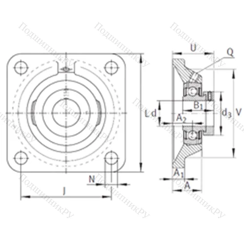 Подшипниковый узел шариковый радиальный PCJ 1-1/4-206