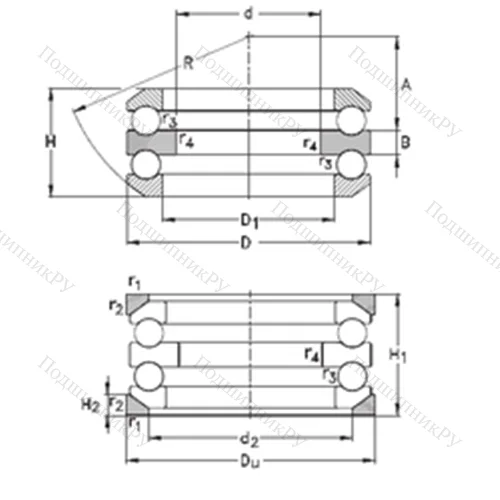 Подшипник шариковый упорный 54222-MP+U 222