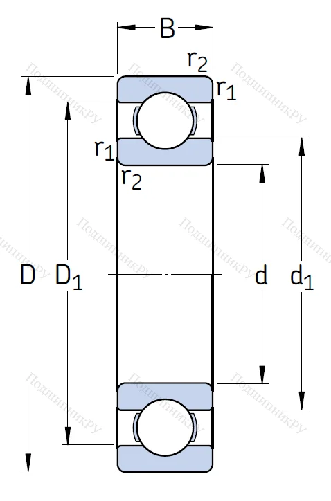 Однорядный шариковый подшипник 6202