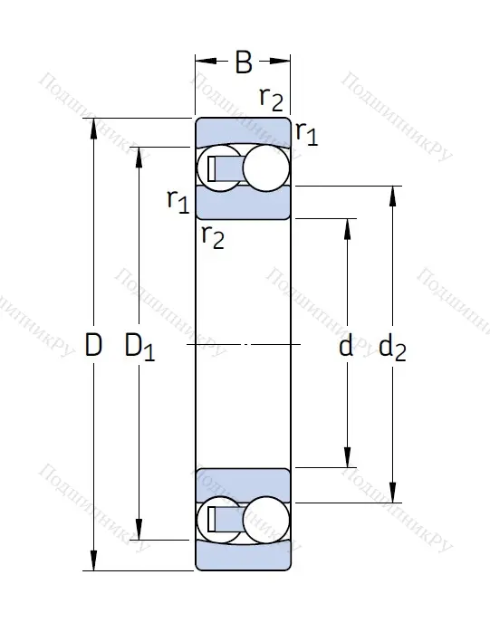 Двухрядный шариковый подшипник 1208 ETN 9