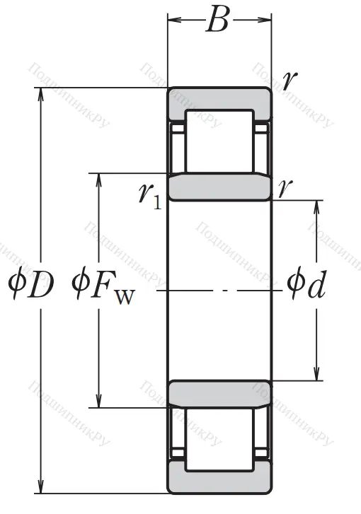 Роликовый цилиндрический подшипник NJ 207 ET C 3