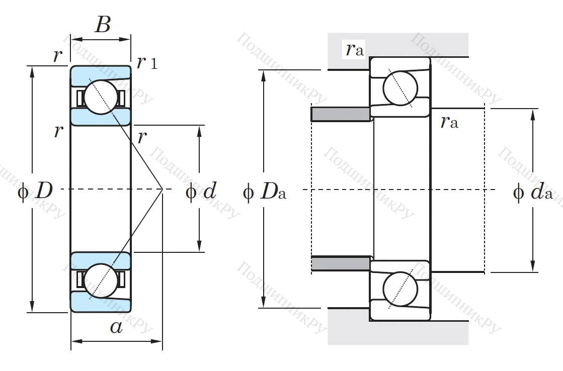 Однорядный шариковый подшипник 7207 B