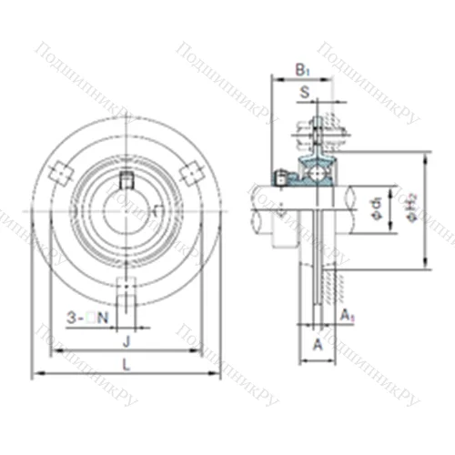 Подшипниковый узел шариковый радиальный KHPF 205A
