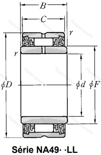 Игольчатый подшипник NA 4906 LL/3AS от производителя  NTN
