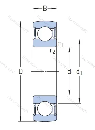 Однорядный шариковый подшипник 1726207-2RS 1 от производителя  SKF