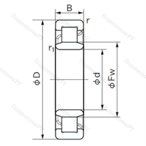 Подшипник роликовый радиальный NU 1008