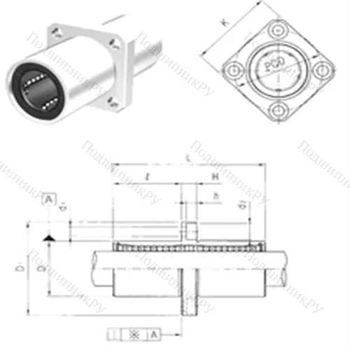 Подшипник шариковый линейный LMEKM 12UU