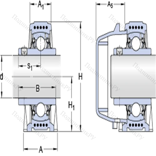 Стационарные подшипниковые узлы типа Y (литой корпус, крепление стопорными винтами) SYWK 25 YTH