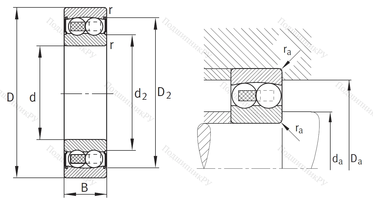 Двухрядный шариковый подшипник 2212 2RS TVH
