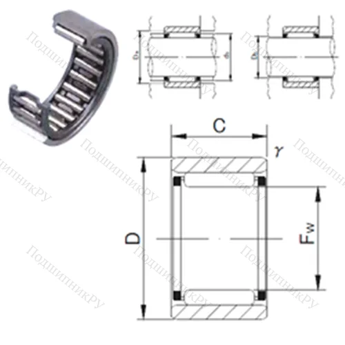 Подшипник игольчатый радиальный RNAF 5108
