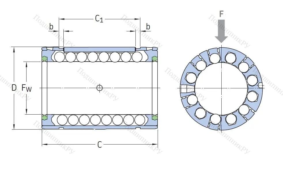 Подшипник линейный LBCR 40 D-2LS