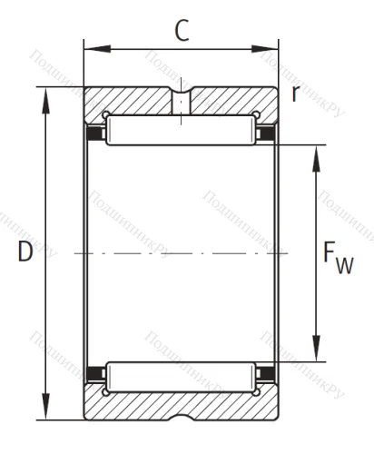 Игольчатый подшипник RNA 49/22 от производителя  INA