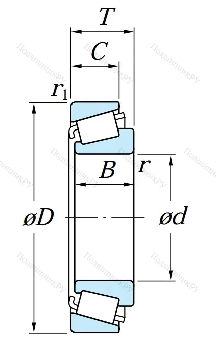Конический роликовый подшипник 30213 JR