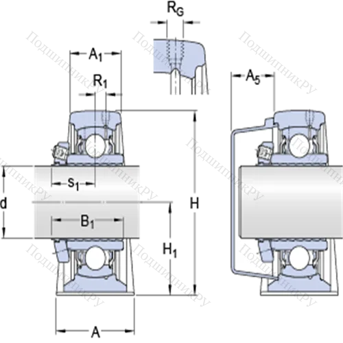 Стационарные подшипниковые узлы типа Y (литой корпус, крепление стопорными винтами) SY 50 LF