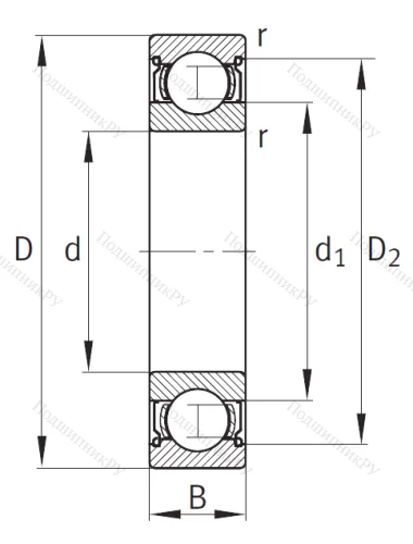 Однорядный шариковый подшипник 6206 C 2Z от производителя  FAG