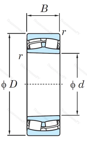 Сферический роликовый подшипник с конической посадкой на вал 22211 RZKW 33 C 3 от производителя  KOYO