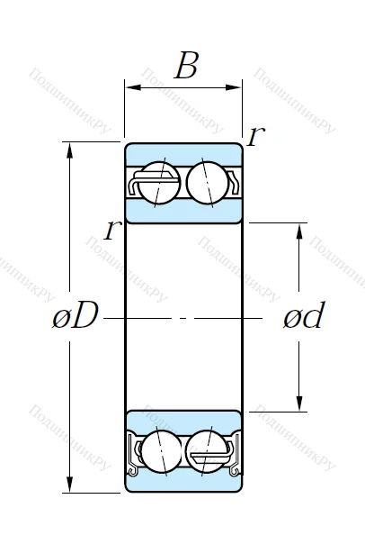 Двухрядный шариковый подшипник 5207 ZZ