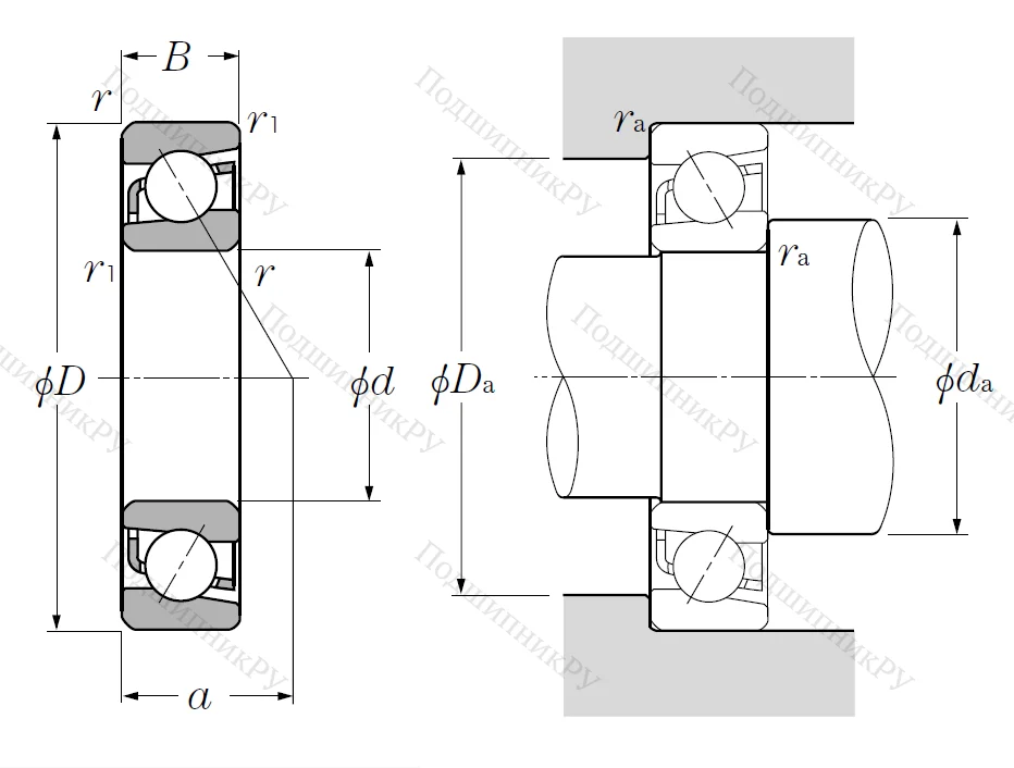 Однорядный шариковый подшипник 7215 B