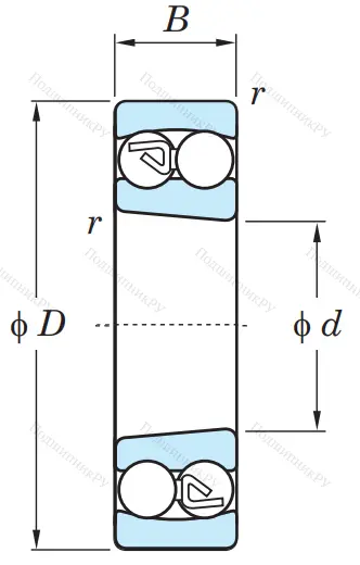 Двухрядный шариковый подшипник 1216 K