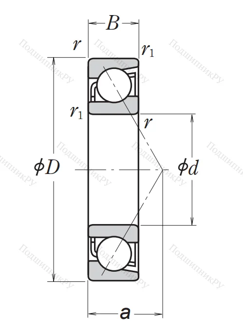 Однорядный шариковый подшипник 7313 BW (66313 ГОСТ)