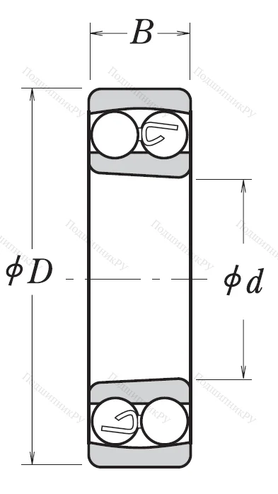 Двухрядный шариковый подшипник 2312 K