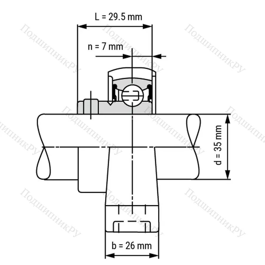 Подшипниковый узел SS KP 007 ST - Вал: 35 мм
