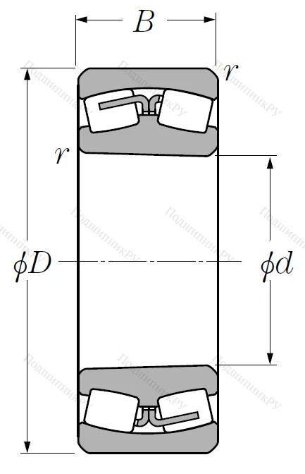 Сферический роликовый подшипник с конической посадкой на вал 22216 BKD 1