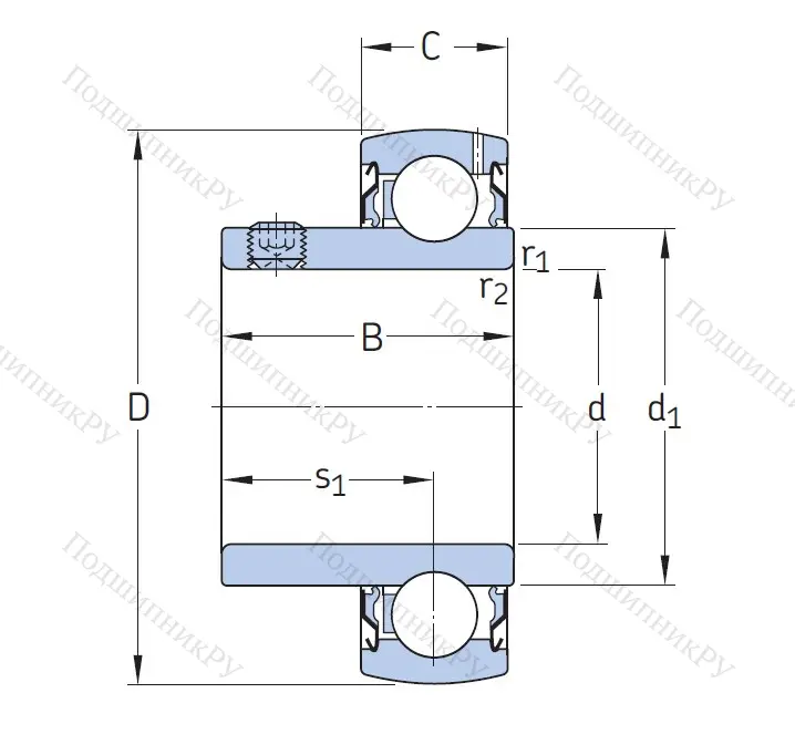 Корпусный подшипник YAT 208