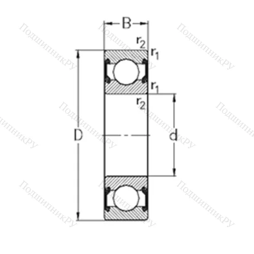 Подшипник шариковый радиальный 6000-2RS 2