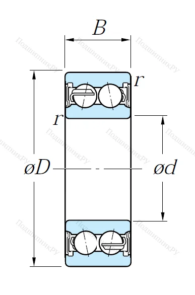 Двухрядный шариковый подшипник 5207 2RS
