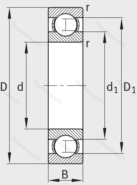 Однорядный шариковый подшипник 6322
