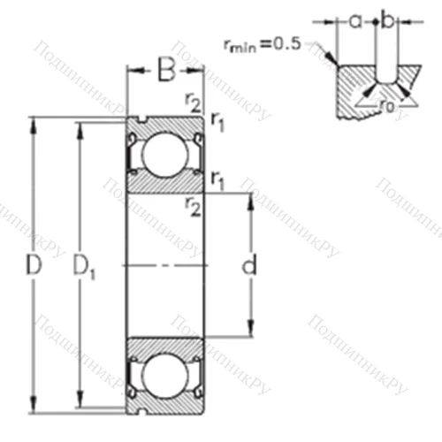 Подшипник шариковый радиальный 6308-2Z-N